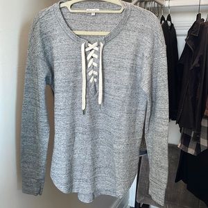 NWOT Slendid Henley with lace up front